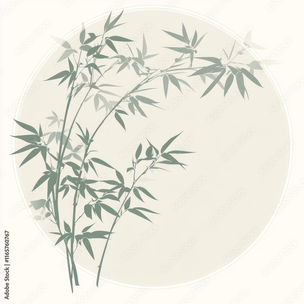 Fototapeta premium Elegant Bamboo Design Within A Circular Frame