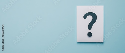 Question mark on a white square against a light blue background.