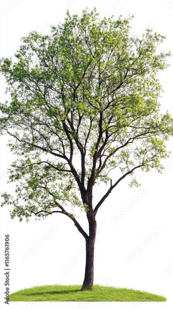 Fototapeta premium Majestic Green Tree Standing Tall in Lush Grassy Field - A Breathtaking Nature Scene