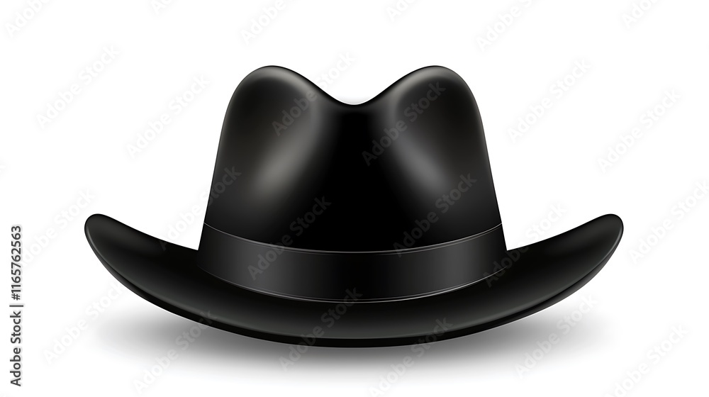 A black fedora hat graphic with a prominent, darker ribbon. A black fedora hat graphic with a prominent, darker ribbon.
