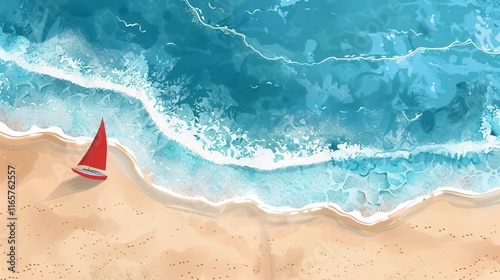Aerial Ocean Waves Coastline View: Captivating Seaside Scenery for Design Projects