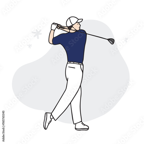an illustration of a man playing golf