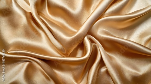 Golden Satin Fabric Draped Luxuriously Soft photo