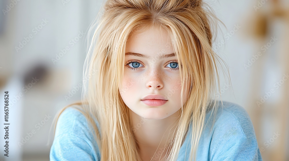Beautiful Girl Blonde Hair Blue Eyes Portrait Child Teenager Kid Beautiful Girl Blonde Hair Blue Eyes Portrait Child Teenager Kid