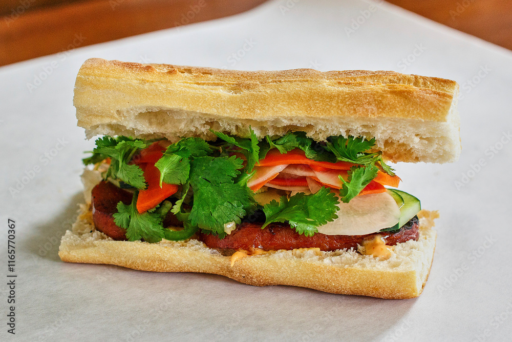 bahn mi sandwich made with pork belly bahn mi sandwich made with pork belly