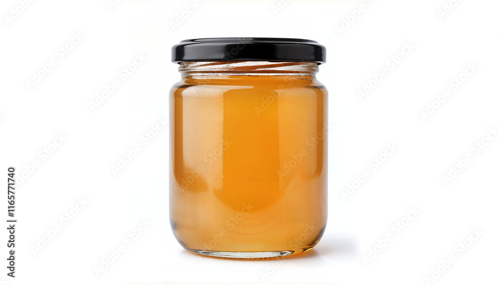Honey jar on a white background - stock photo Honey jar on a white background - stock photo