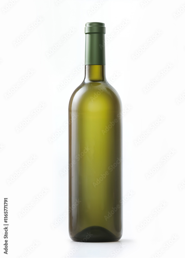 Green wine bottle on a white background Green wine bottle on a white background