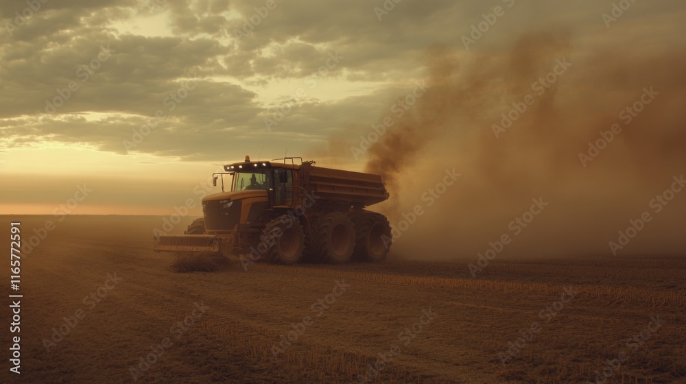 Fototapeta premium Warm Farming Scene with Soft Light and Dusty Background