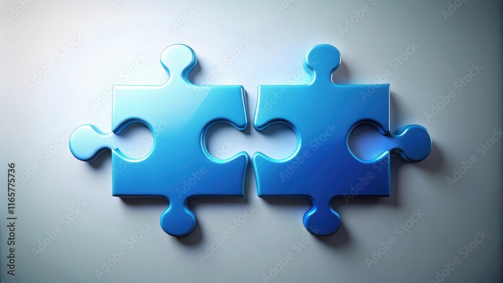 Two Interlocking Blue Puzzle Pieces Representing Unity and Collaboration Two Interlocking Blue Puzzle Pieces Representing Unity and Collaboration