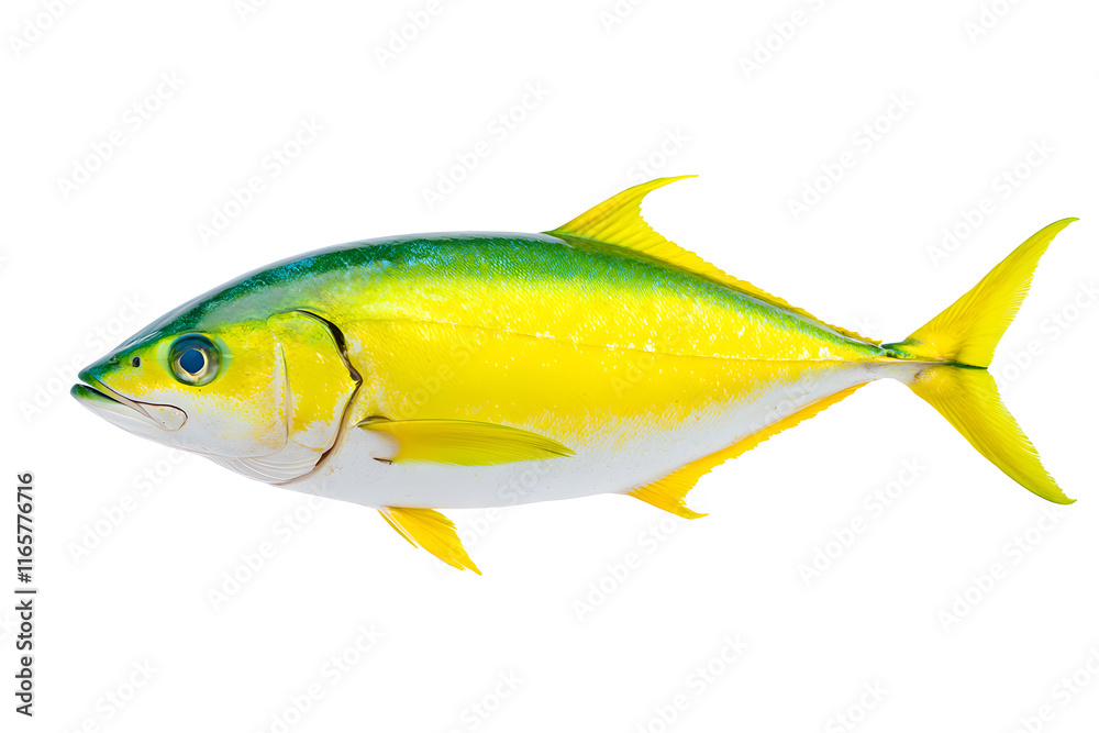Fototapeta premium Fresh Yellow fish top view isolated on white background