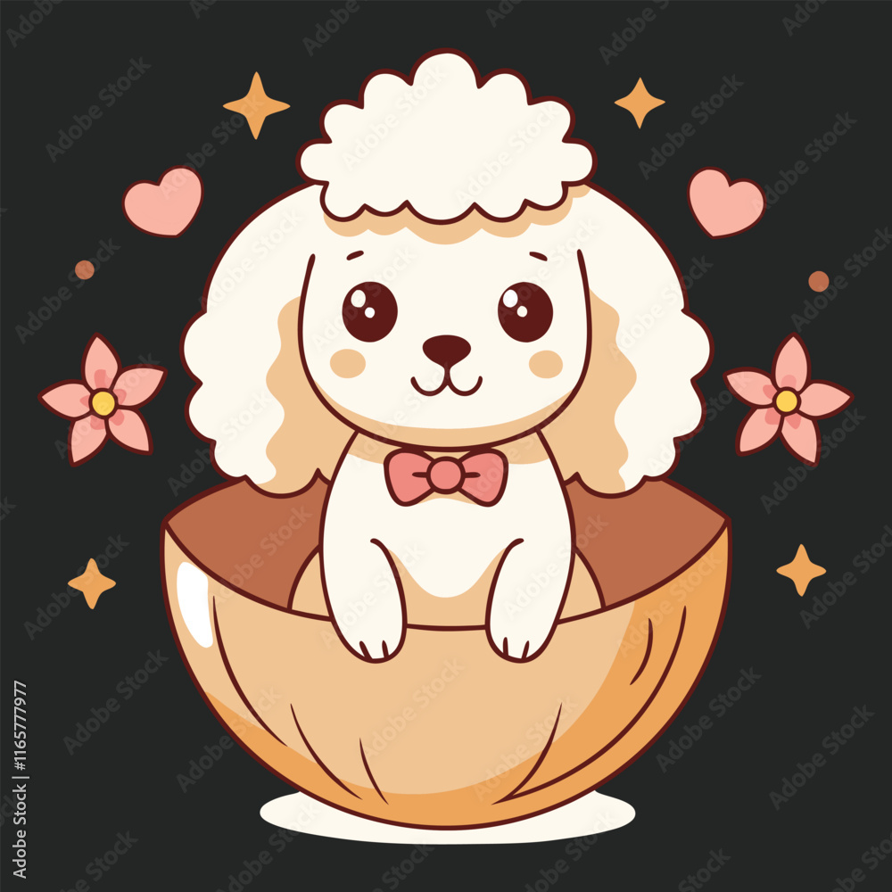 A beautiful poodle is sitting. A beautiful poodle is sitting.