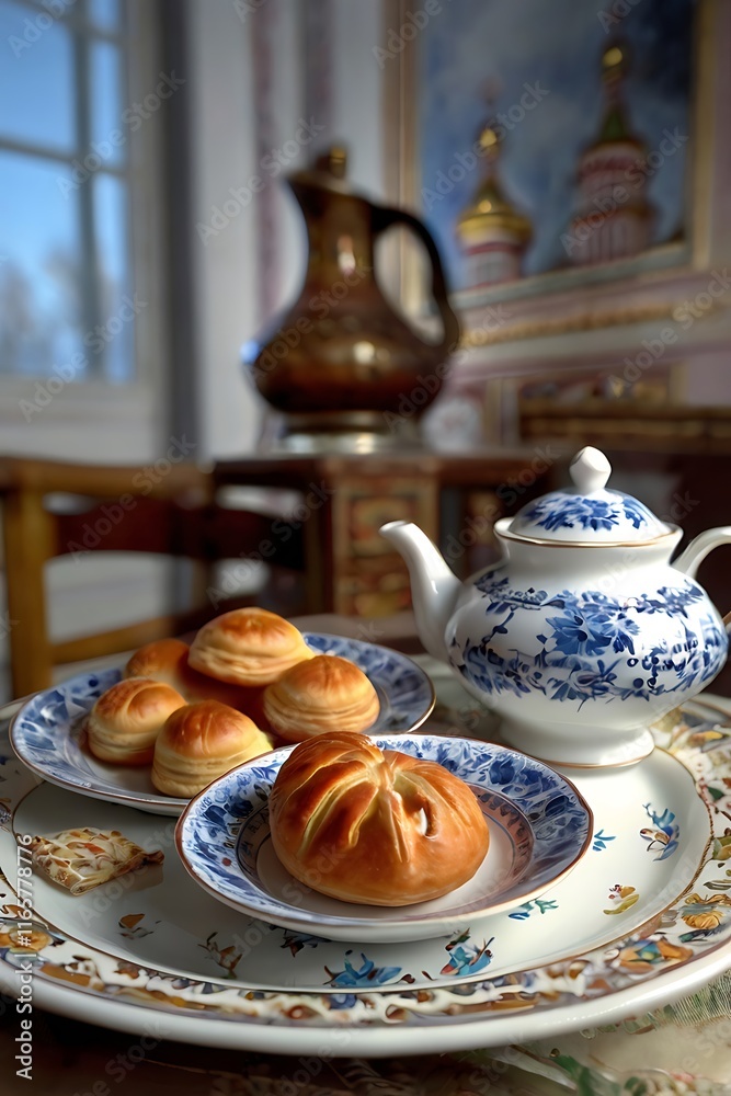 Fototapeta premium Russian cake 'vatrushka'.