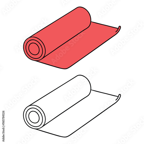 yoga mat line art and color vector on a white background