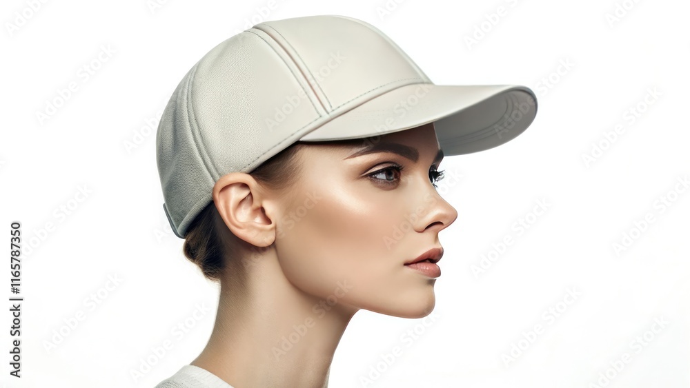 Digital illustration of a model wearing a cap in a neutral pose against a bright background. Digital illustration of a model wearing a cap in a neutral pose against a bright background.