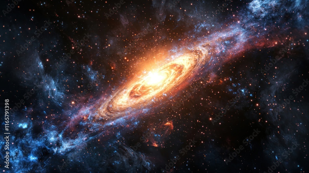 Cosmic Spiral Galaxy: A Celestial Tapestry of Stars and Nebulae