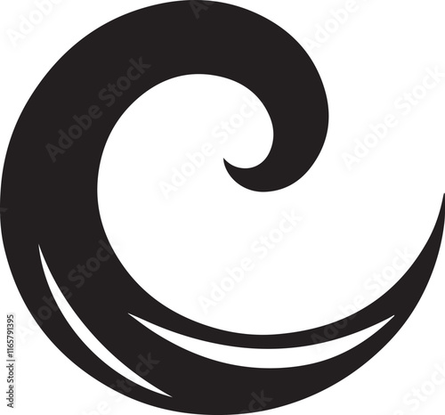 Wave curl silhouette vector EPS file. Ideal for ocean, surfing, and water-themed designs. Scalable, clean, and perfect for creative projects.
