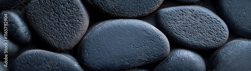 Smooth Dark Grey Stones Close Up Texture photo