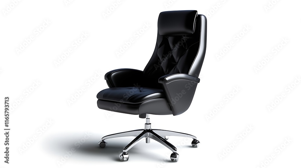 Black leather office chair on white background. Black leather office chair on white background.
