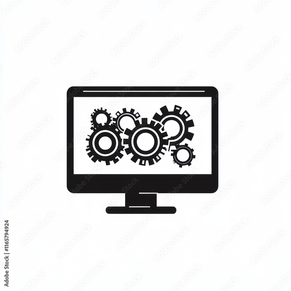 Computer Screen Displaying Interlocking Gears Computer Screen Displaying Interlocking Gears