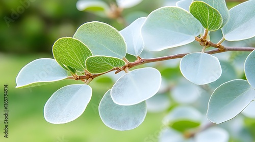 Silver Leaved Plant Branch  Close up Detail  Nature Photography