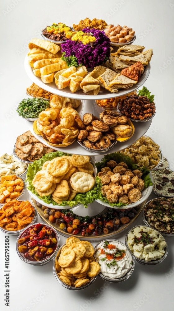 Fototapeta premium A Multi-Tiered Feast of Exquisite Appetizers, A Culinary Celebration