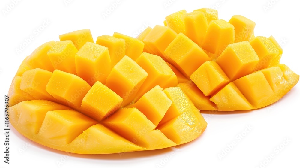Mango with clear details and full depth of field standing alone on pure white background. Beautiful mango shape and texture shown brightly, appealing fruit display for various uses. Mango with clear details and full depth of field standing alone on pure white background. Beautiful mango shape and texture shown brightly, appealing fruit display for various uses.