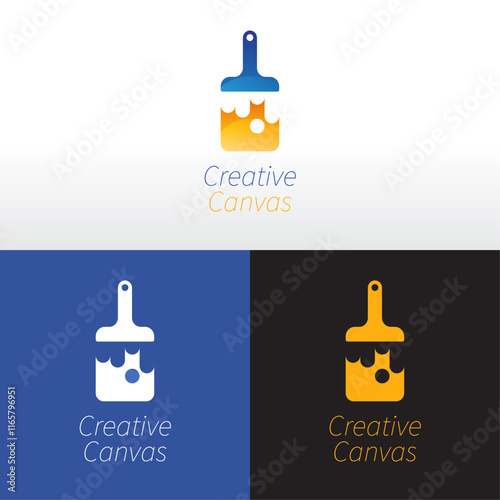 Creative Paintbrush and Canvas Logo Design
