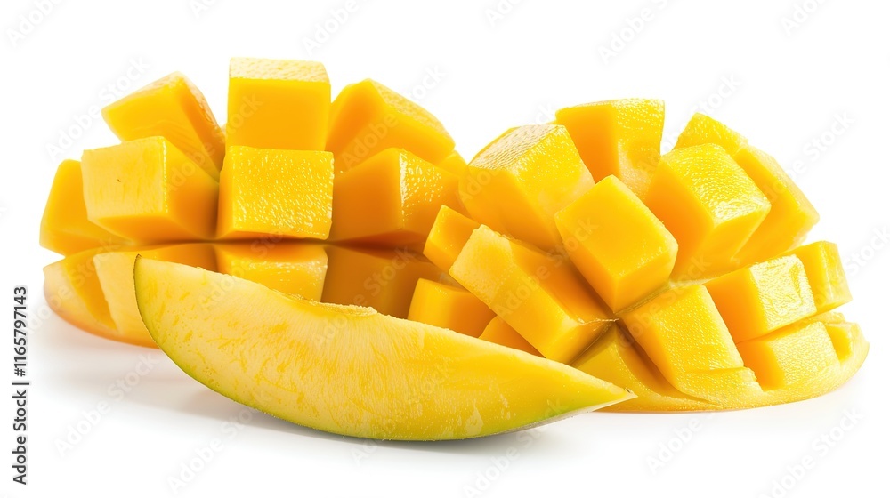 Mango with clear details and full depth of field standing alone on pure white background. Beautiful mango shape and texture shown brightly, appealing fruit display for various uses. Mango with clear details and full depth of field standing alone on pure white background. Beautiful mango shape and texture shown brightly, appealing fruit display for various uses.