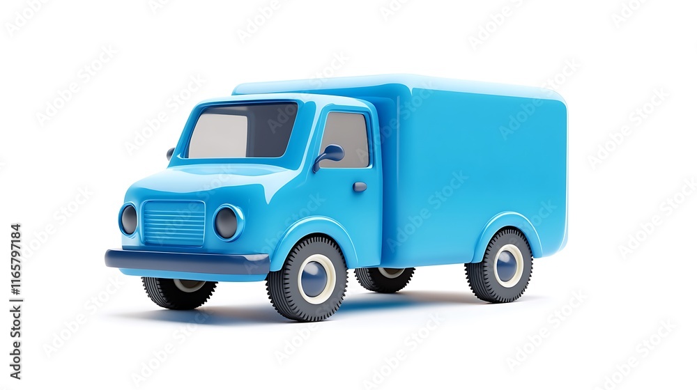 A blue delivery truck on white background. A blue delivery truck on white background.