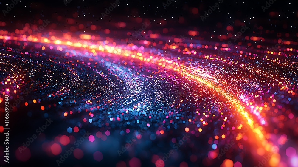 Abstract swirling nebula with vibrant colors and particles. Abstract swirling nebula with vibrant colors and particles.