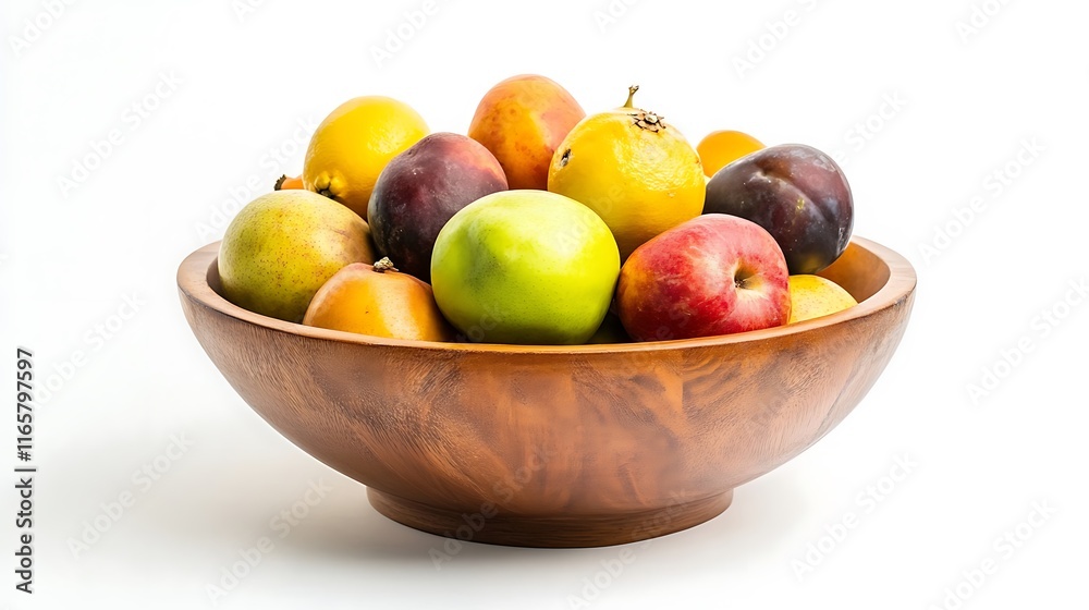 Bowl filled with different fruits on white background. Bowl filled with different fruits on white background.