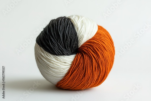 Ball of yarn in orange, white, and gray.  Perfect for knitting or crochet projects. photo