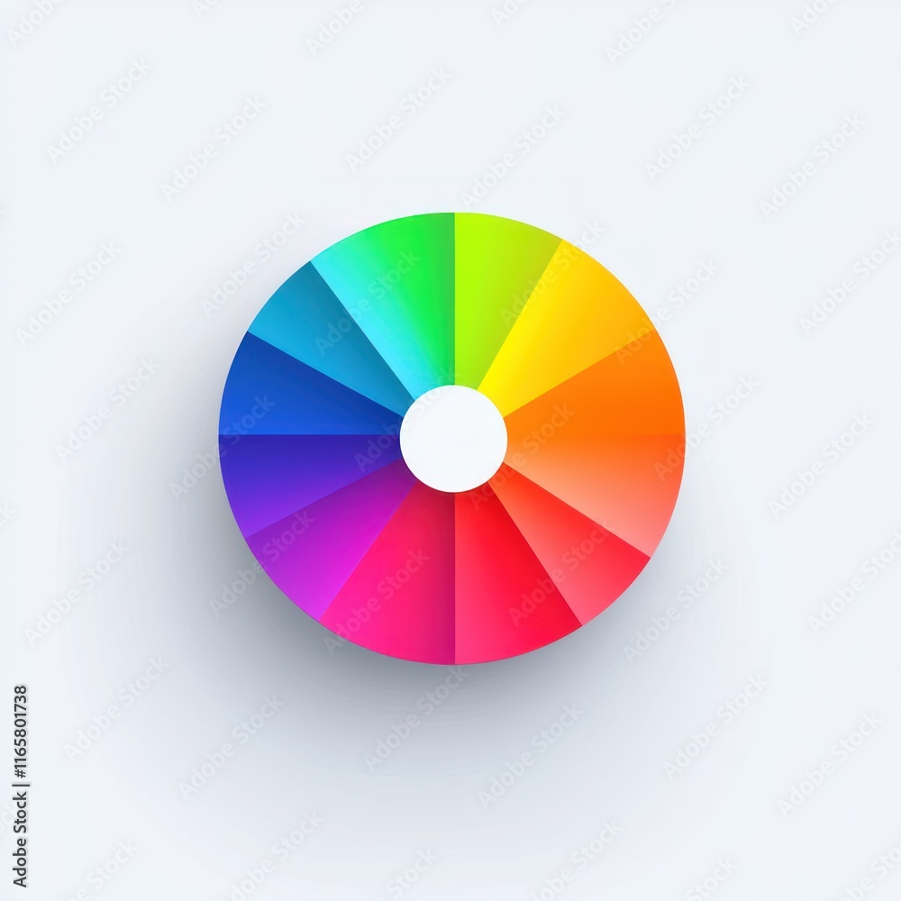 A vibrant circular color wheel displays a spectrum of hues A vibrant circular color wheel displays a spectrum of hues