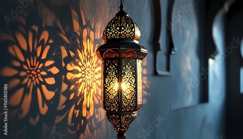 The image depicts traditional Turkish lamps and lanterns glowing warmly at night, featuring vibrant colors and intricate glasswork, celebrating culture and festive decoration photo