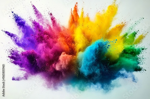 Abstract watercolor background. Multicolor powder explosion on White background