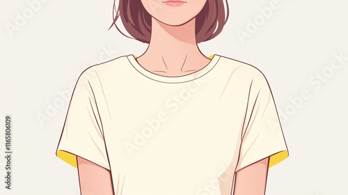 Elegant Woman Tight T-Shirt Line Icon on White Background