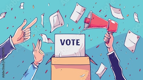 Vote Election Concept Design with Hand-Drawn Hands Hold