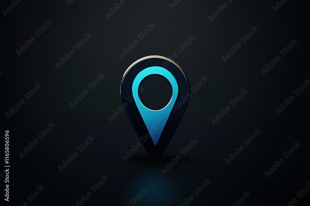 Sleek blue and black location marker icon against a dark background. Perfect for navigation apps or location-based services. Sleek blue and black location marker icon against a dark background. Perfect for navigation apps or location-based services.
