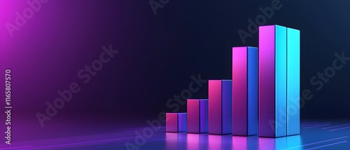 A series of blue and purple bars are stacked on top of each other