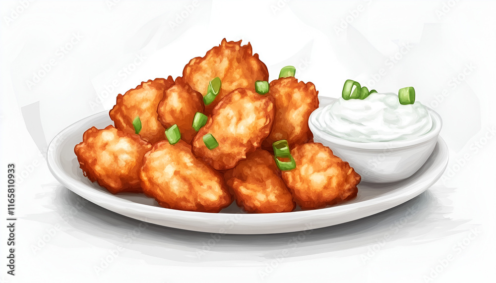 Crispy Tater Tots with Creamy Ranch Dip on Plate
Crispy Tater Tots with Creamy Ranch Dip on Plate