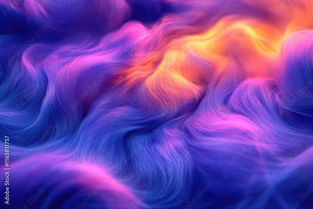 Abstract image of vibrant, flowing strands in shades of purple, pink, and orange. Abstract image of vibrant, flowing strands in shades of purple, pink, and orange.