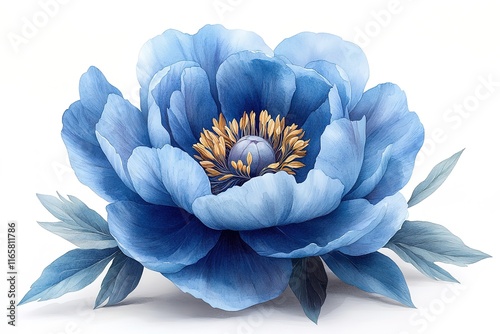 Fototapeta Naklejka Na Ścianę i Meble -  Stunning blue peony blossom with delicate details. Perfect for floral designs, invitations, and more.