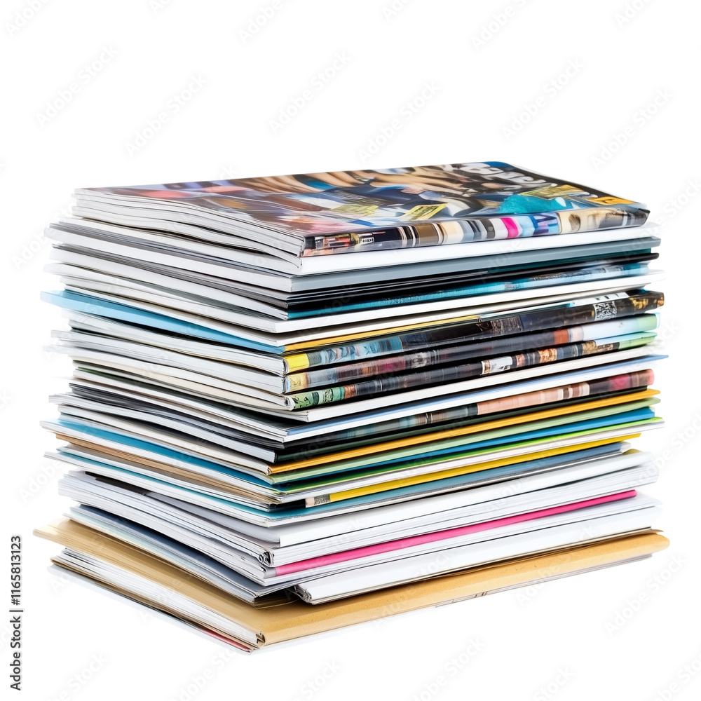 Stack of Magazines Isolated on White Stack of Magazines Isolated on White