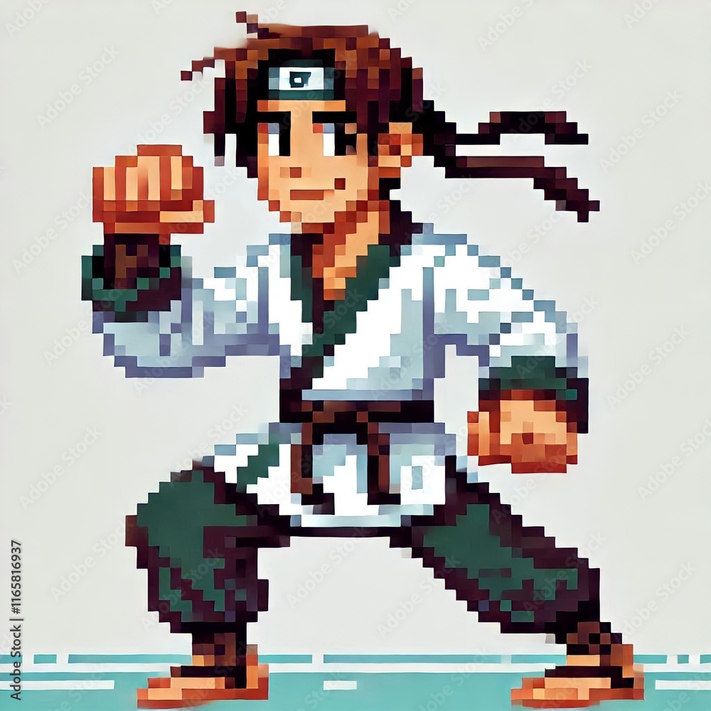 Fototapeta premium Pixel Art karate master