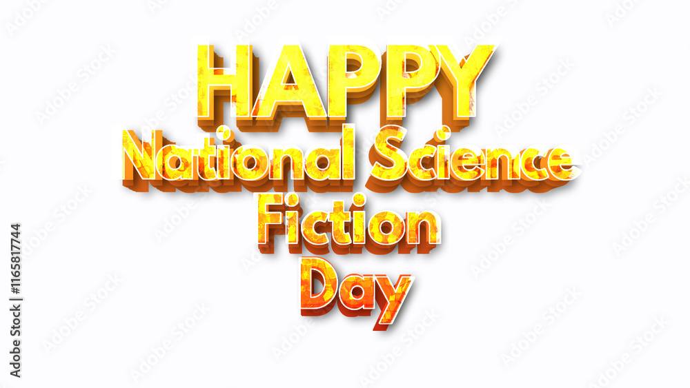 Obraz premium National Science Fiction Day with plastic style text effect on white background