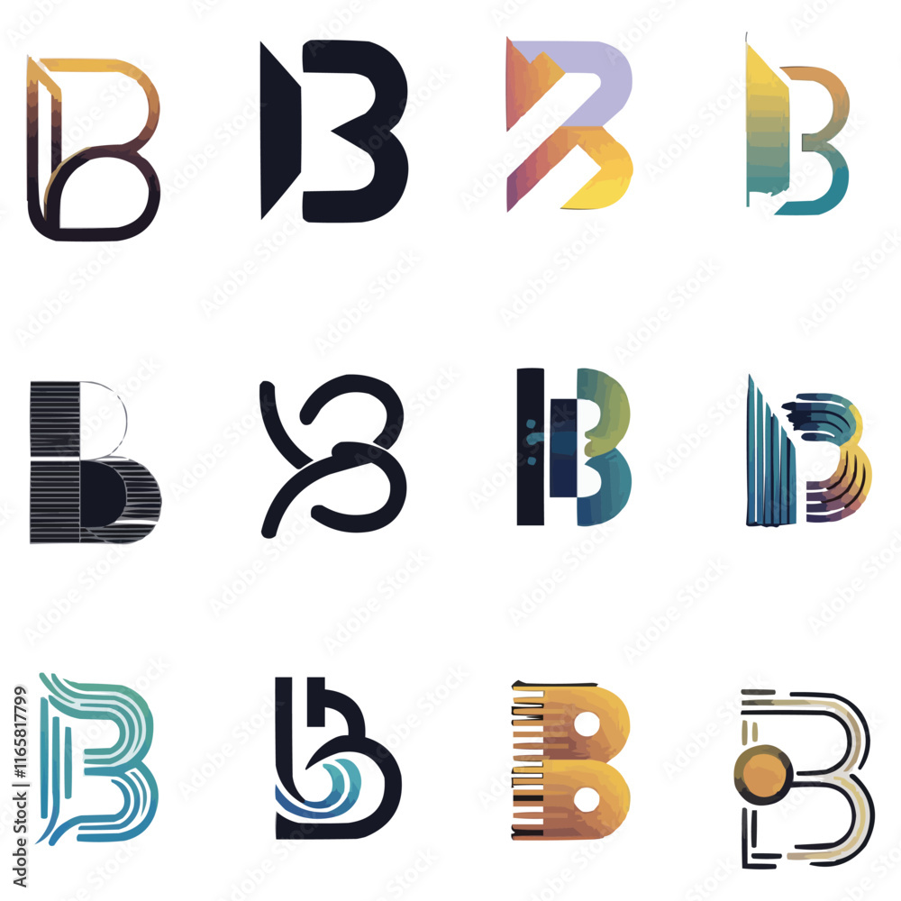 Abstract letter B Logo Set. Vector alphabet icon. Abstract letter B Logo Set. Vector alphabet icon.