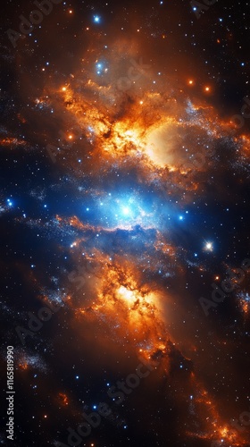 Stunning view of a galaxy cluster with bright stars and cosmic phenomena in d...