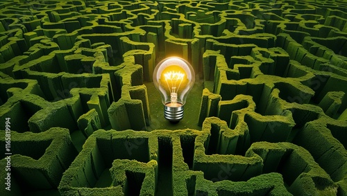 A businessman searching for the way out of a complex labyrinth