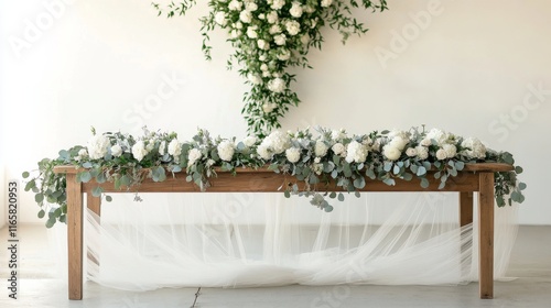 Elegant floral arrangement on wooden table at rustic venue for special occasion