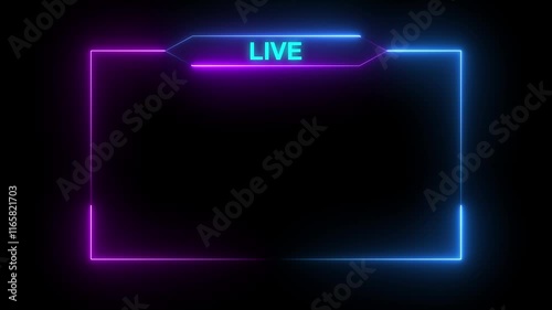 live neon text frame animation box frame with black background.